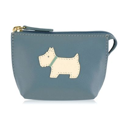 Small blue leather 'Heritage Dog' coin purse